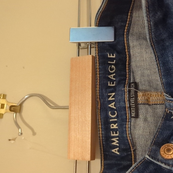 Lightly worn high waisted Size 10 AE stretch jeggings with distressed detail. - Picture 3 of 4